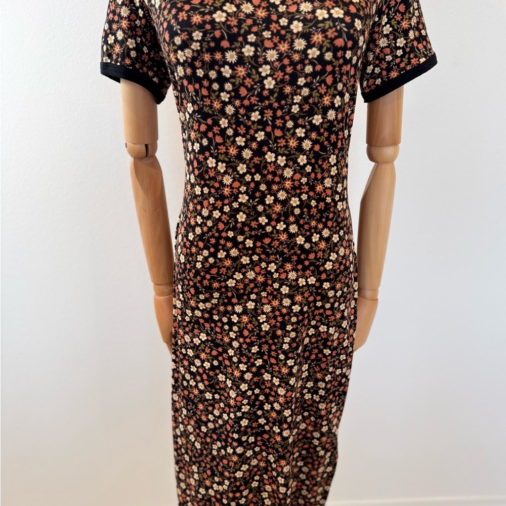 Brown Black Flower Midi Dress - Picture 13 of 16